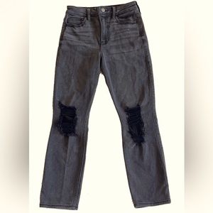 Hollister ultra high rise skinny ankle black ripped jeans